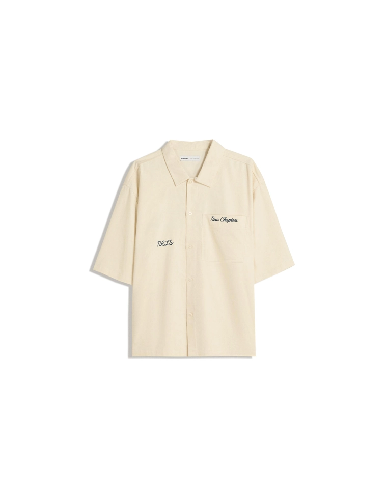 Рубашка с короткими рукавами из вельвета с вышивкой