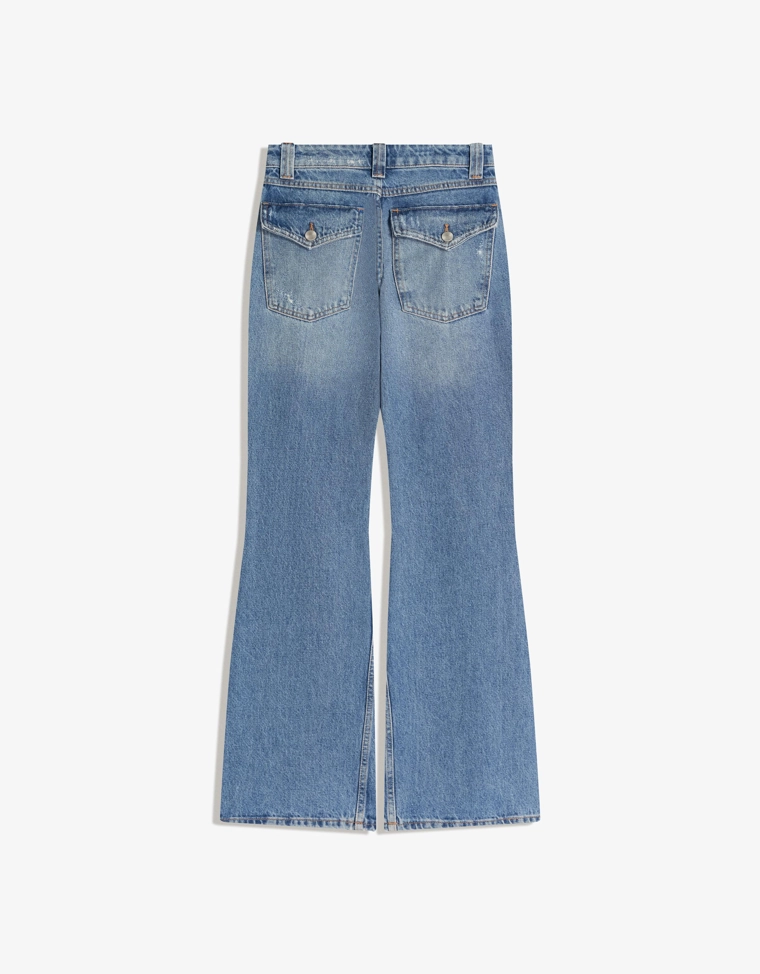 Джинсы клеш свободного кроя с молниями