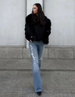 Джинсы клеш свободного кроя с молниями- Заказать в России