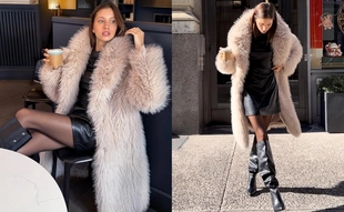 Длинное пальто из искусственного меха- Заказать в России