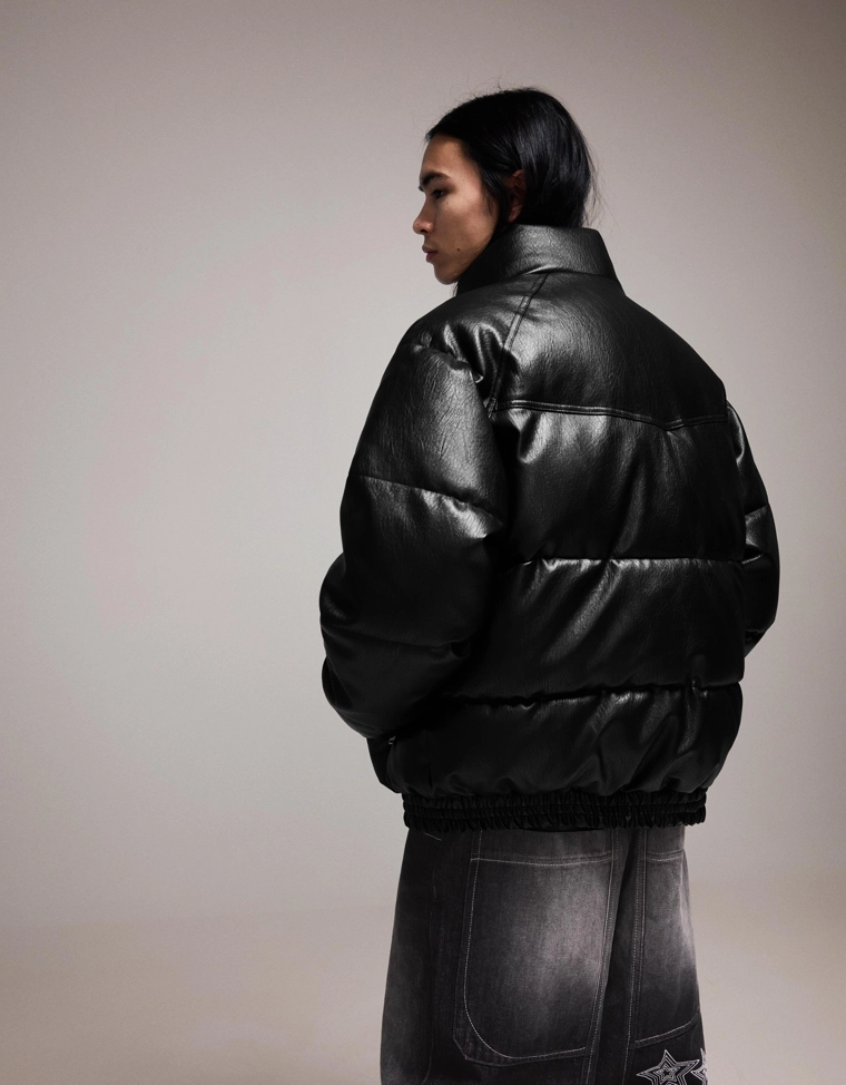 Куртка-пуховик из искусственной кожи