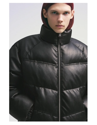 Куртка-пуховик из искусственной кожи- Заказать в России