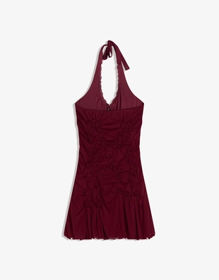 Мини-платье со сборками и кружевом- Заказать в России