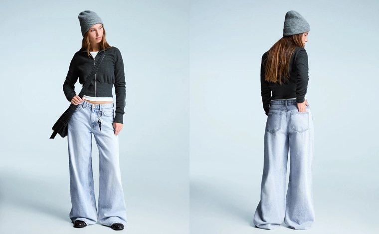 Джинсы с широкими штанинами