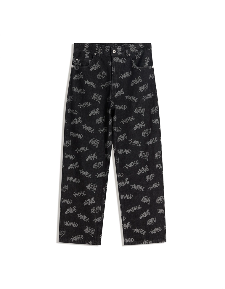 Жаккардовые джинсы свободного кроя