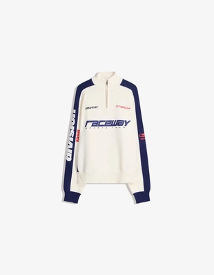 Свитер с молнией на воротнике и принтом- Заказать в России