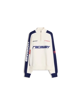 Свитер с молнией на воротнике и принтом- Заказать в России