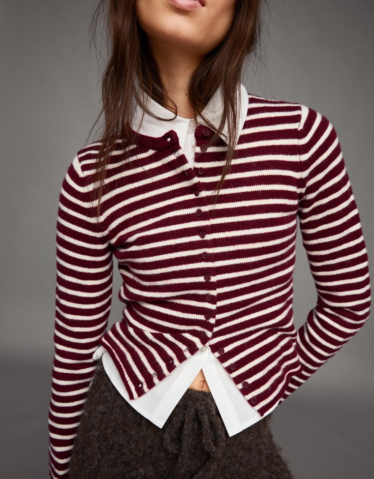 Трикотажный кардиган в полоску