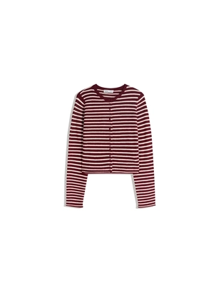 Burgundy | 0011/097/605 - Bershka Трикотажный кардиган в полоску