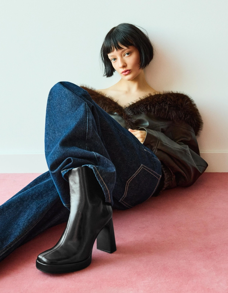 Platform high-heel ankle boots