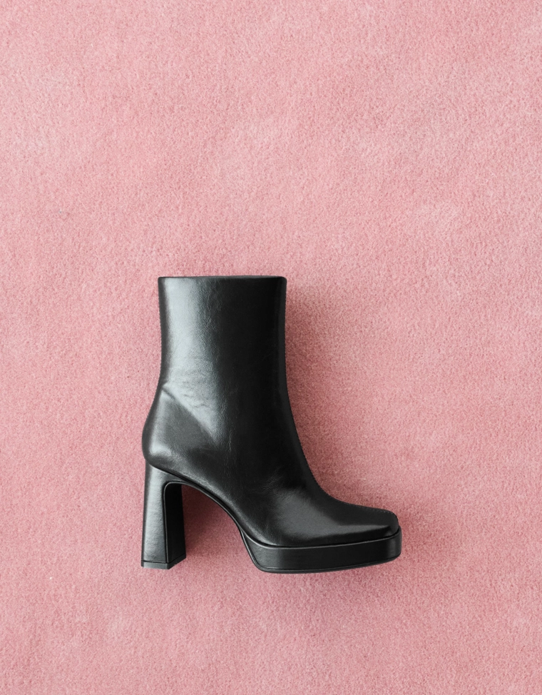 Platform high-heel ankle boots