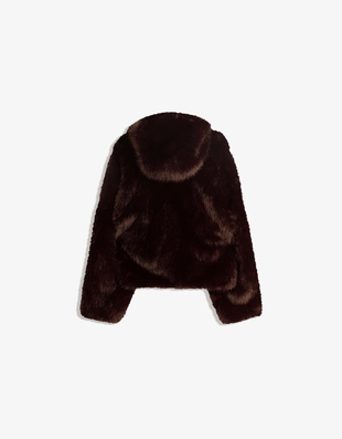 Куртка с капюшоном из искусственного меха- Заказать в России