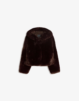 Куртка с капюшоном из искусственного меха- Заказать в России