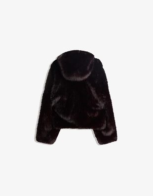 Куртка с капюшоном из искусственного меха- Заказать в России