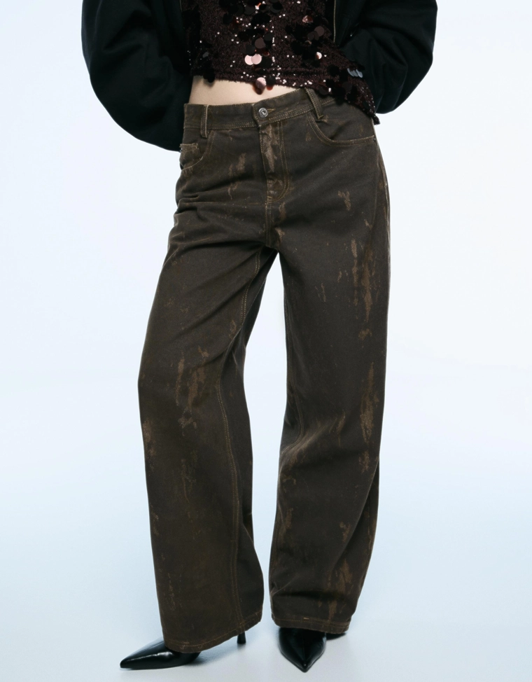 Брюки свободного кроя с принтом