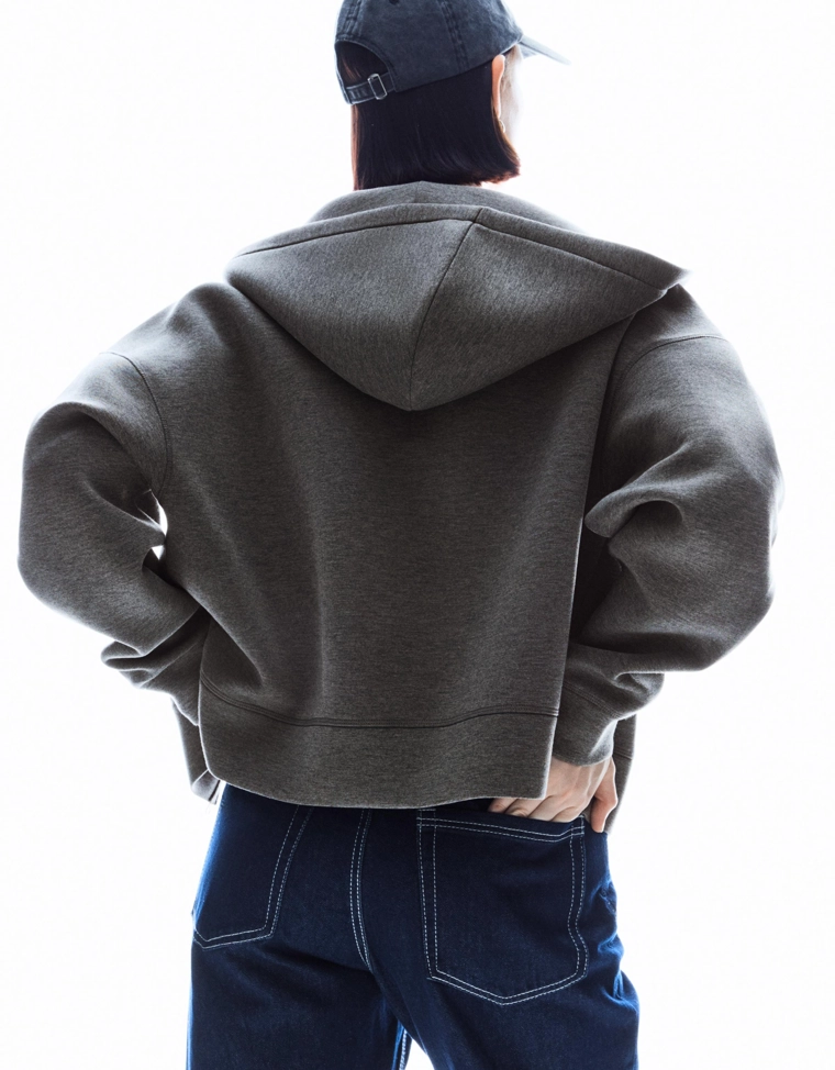 Толстовка оверсайз на молнии, с эффектом плотной синтетической ткани