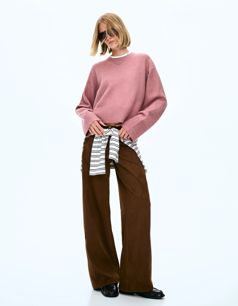 Свитер оверсайз с рифленым низом