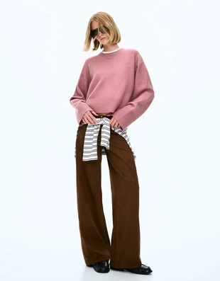 Свитер оверсайз с рифленым низом- Заказать в России