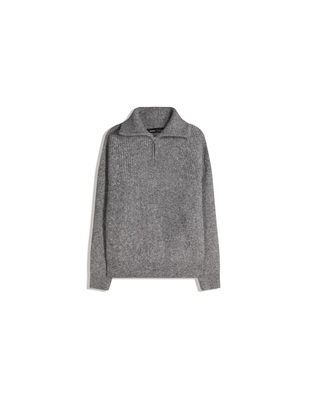 Grey | 7352/686/802 - Bershka Свитер с молнией на воротнике