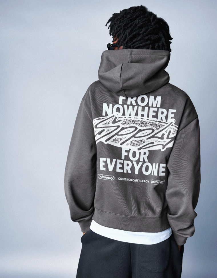 Худи на молнии с капюшоном и принтом