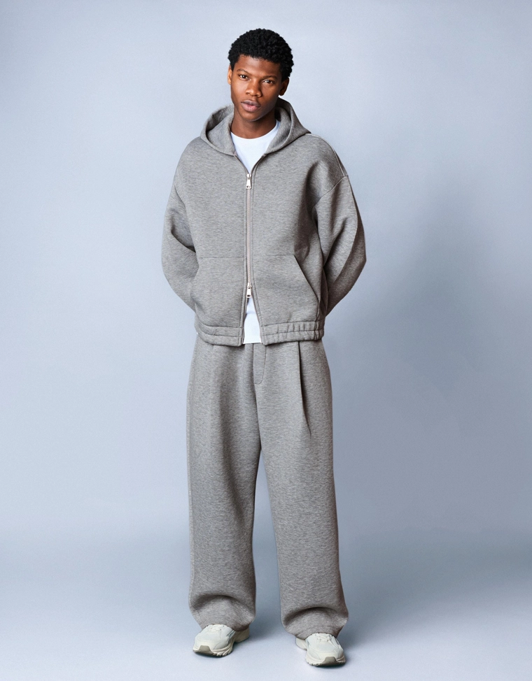 Худи на молнии с капюшоном, с эффектом плотной синтетической ткани