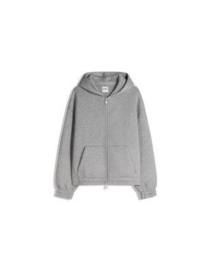 Grey|0847/741 - Bershka Худи на молнии с капюшоном, с эффектом плотной синтетической ткани