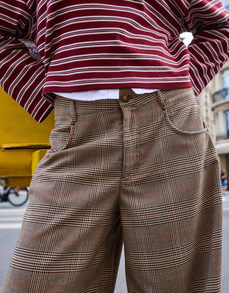 Брюки barrel в клетку