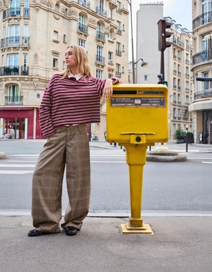 Брюки BARREL в клетку- Заказать в России