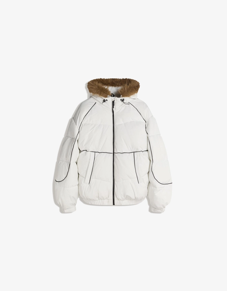 Technical jacket with faux fur hood