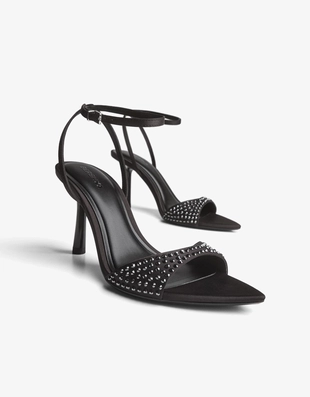 Босоножки на каблуке с блестками- Заказать в России