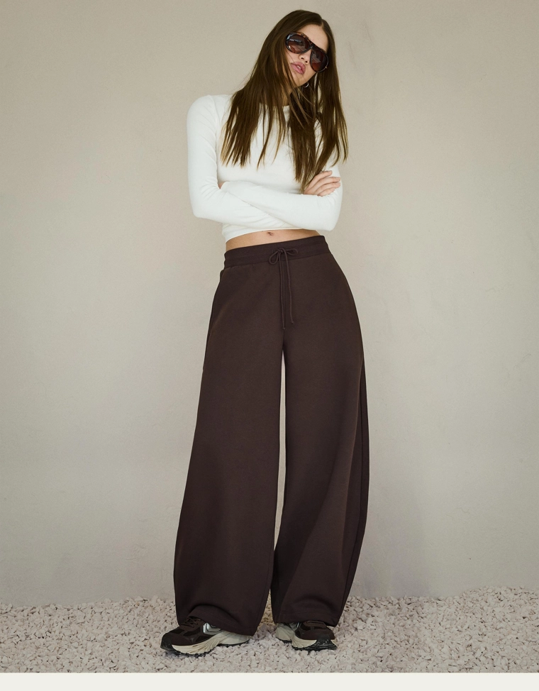 Брюки barrel из мягкой ткани с фиксаторами