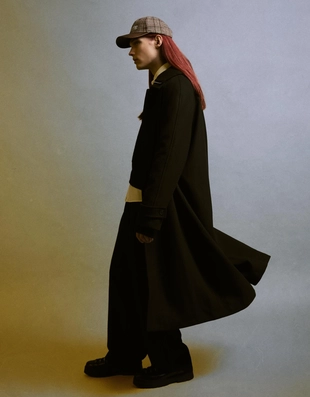 Black | 6958/759/800 - Bershka Длинное пальто из сукна