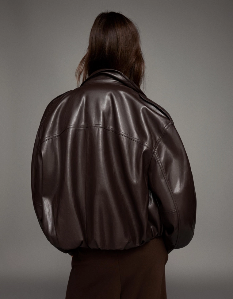 Куртка-бомбер из искусственной кожи