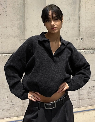 Свободный свитер с воротником поло- Заказать в России