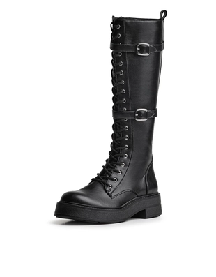 FLAT LACE-UP BOOTS WITH BUCKLES- Заказать в России