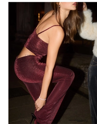 Расклешенные брюки с блестками- Заказать в России