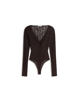 Купить Bershka Боди с кружевом и длинными рукавами