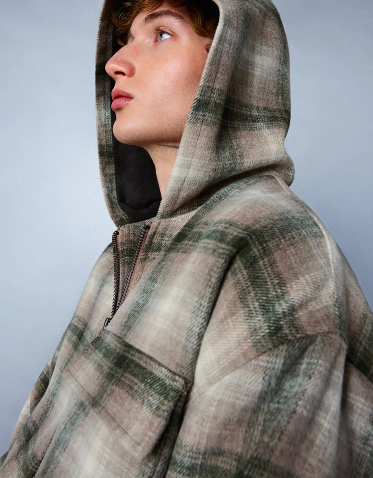 Куртка-рубашка свободного кроя с флисовой подкладкой и принтом