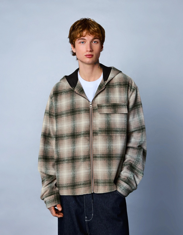 Куртка-рубашка свободного кроя с флисовой подкладкой и принтом