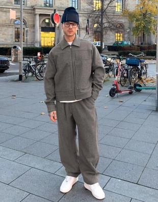 Dark grey | 1286/197/809 - Bershka Куртка-рубашка свободного кроя на молнии