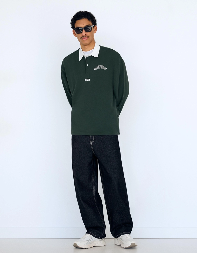 Поло геометрического кроя с длинными рукавами