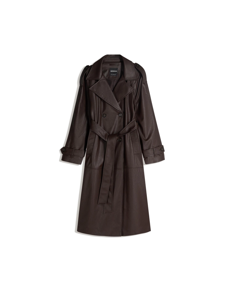 Тренч из искусственной кожи