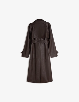 Brown | 6890/718/717 - Bershka Тренч из искусственной кожи