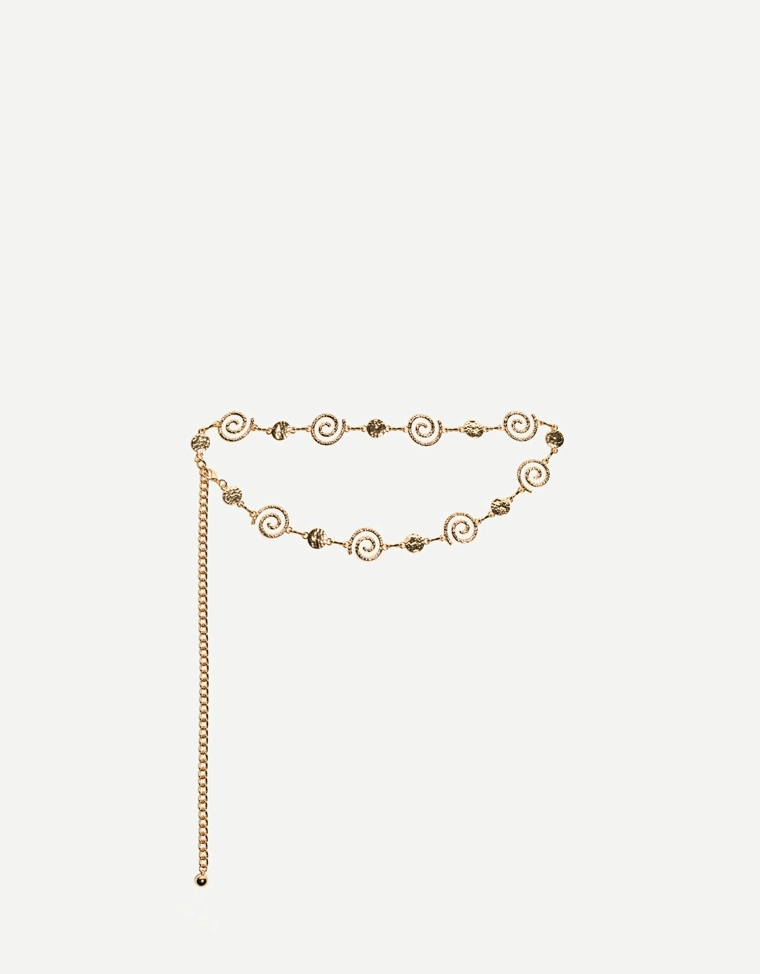 Ремень-цепочка с деталями «Спираль»