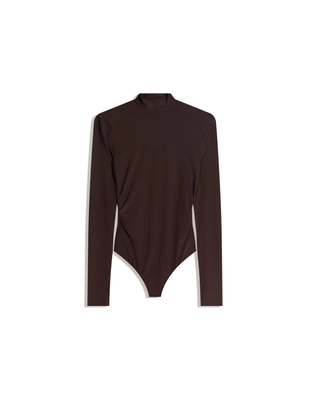 Боди с длинными рукавами и воротником-стойкой- Заказать в России