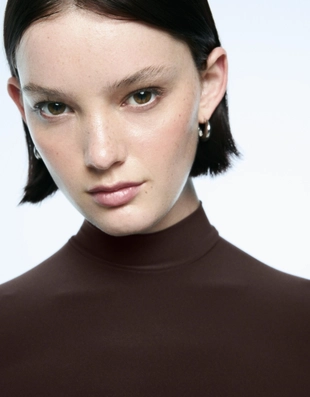 Боди с длинными рукавами и воротником-стойкой- Заказать в России