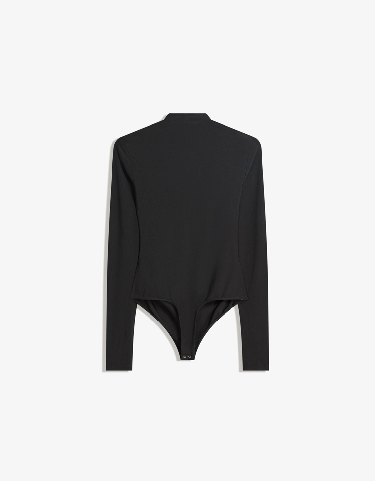 Боди с длинными рукавами и воротником-стойкой