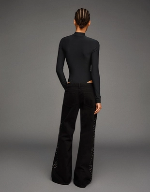 Боди с длинными рукавами и воротником-стойкой- Заказать в России