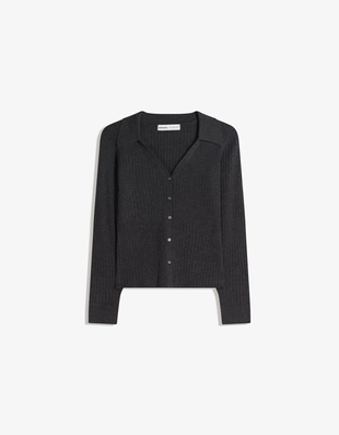 Кардиган в рубчик с воротником-поло- Заказать в России