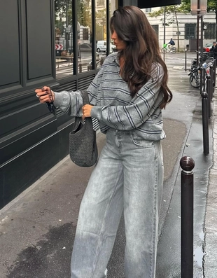 Джинсы с широкими штанинами- Заказать в России